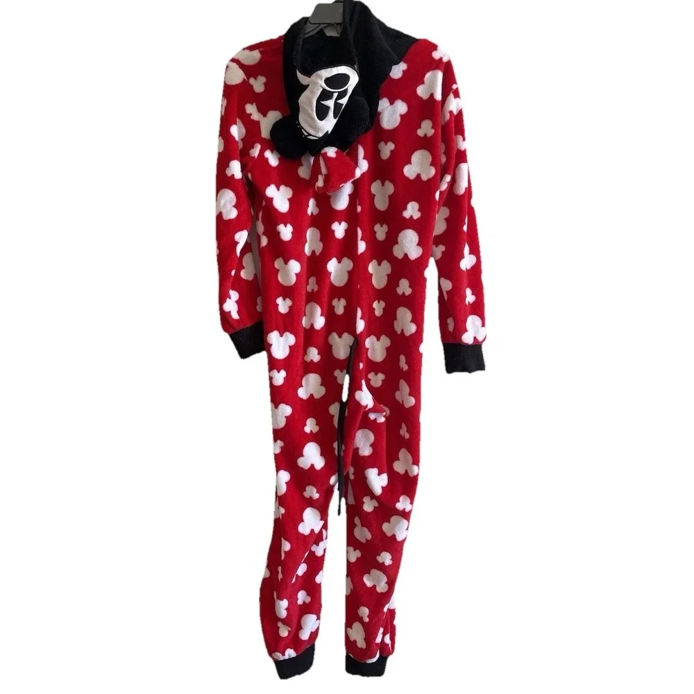 Adult Small Disney‎ Party Park Mickey Minnie Mouse One Piece Pajamas Footed PJ S - Picture 2 of 16